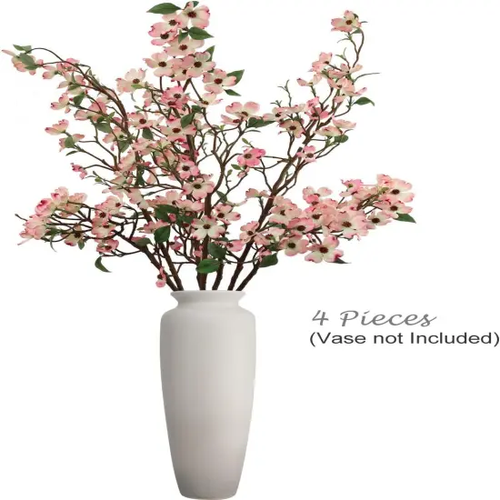 Stunning 50" Lifelike Silk Dogwood Branch 4 Piece - Elegant Faux Floral Decor for Home, Weddings & Events {1}