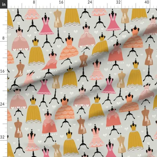 Various Fabrics by the Yard or Fat Quarter Dress Form Fashion Pretty Bows Pink Dresses Ties Sewing Custom Printed Fabric by Spoonflower {1}