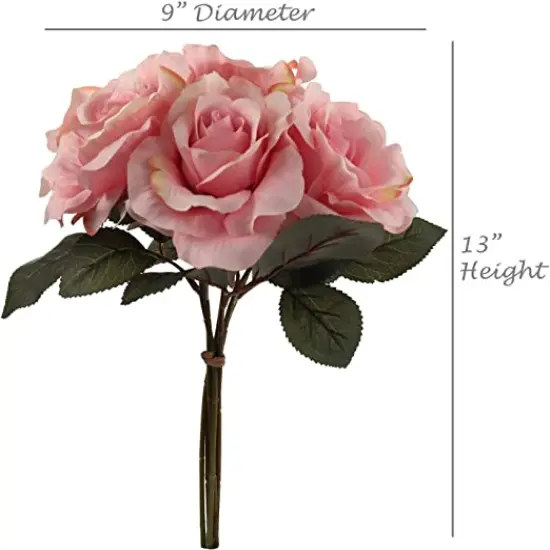 12-Pack: Pink Rose Bouquet with 6 Silk Flowers & Foliage, Floral Home by Artificial Flowers {2}