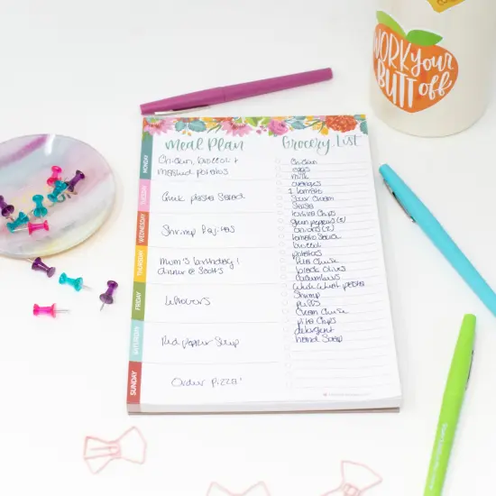 bloom daily planners Planning Pad, 6" x 9", Meal Planning Pad with Magnets, Pink Floral {2}