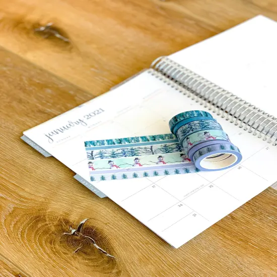 Winter Snowman Snowy Trees Forest Periwinkle Washi Tape Set (#W006) {5}