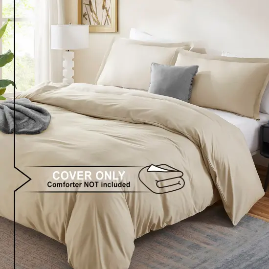 Nestl Double Brushed Microfiber Duvet Cover Set Beige Cream {2}