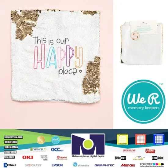 We R Memory Keepers Heat Transfer Blank Sequin Pillow GOLD / White 660379 by American Crafts {1}