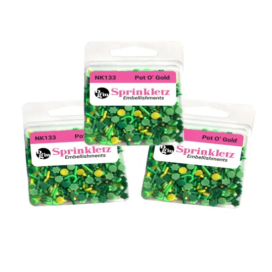 Buttons Galore Sprinkletz Embellishments for Crafts, Tiny Polymer Clay Shapes & Unique Designs - Pot O Gold - 3 Pack {1}