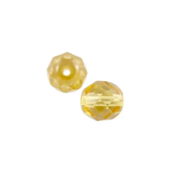 Czech Fire Polished Glass Round Beads 6mm Light Topaz (Package of 25) {1}