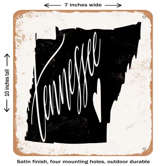 DECORATIVE METAL SIGN - Tennessee Heart - Vintage Rusty Look {1}