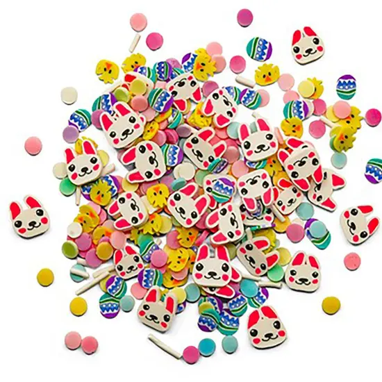 Buttons Galore Sprinkletz Embellishments for Crafts, Tiny Polymer Clay Shapes & Unique Designs - Bunny Hop- 3 Pack {3}
