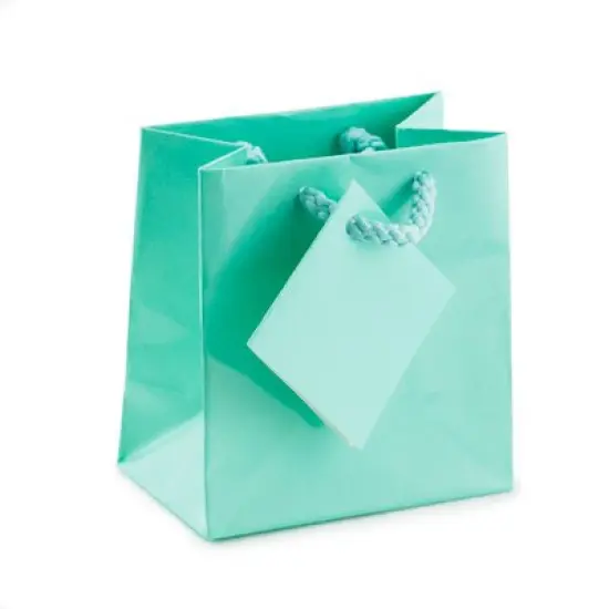 Gift Bag Mini Glossy Teal Blue (Package of 20) {1}