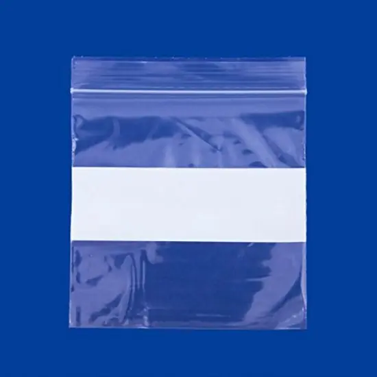 Clear Plastic Reclosable Zipper Bags 4x4 W/White Block (Package of 100) {1}