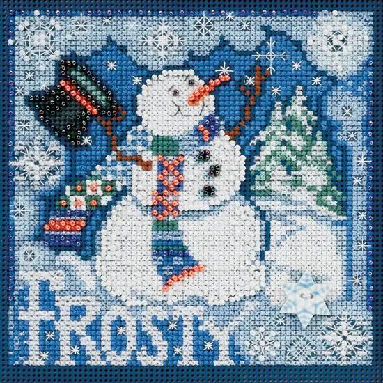 Mill Hill Buttons & Beads Counted Cross Stitch Kit 5"X5"-Frosty Snowman Winter {2}