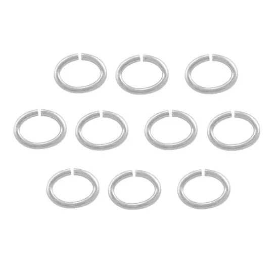 Jump Ring - Oval Open 8x6mm Silver Plated (10-Pcs) {1}