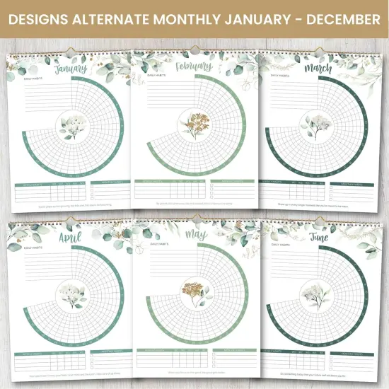 bloom daily planners Habit Tracking Calendar, 8&rdquo; x 10&rdquo;, Greenery {6}