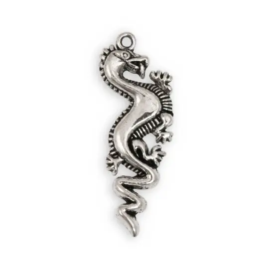 36x13mm Pewter Dragon Charm (Package of 2) {1}