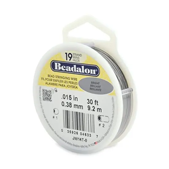 .015" Bright Silver 19 Strand Beadalon Wire (30 Feet) {1}