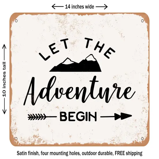 DECORATIVE METAL SIGN - Let the Adventure Begin - 3 - Vintage Rusty Look {1}