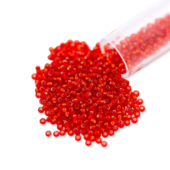 Miyuki Round Rocaille Seed Bead 15/0 Silver Lined Cherry Red {1}