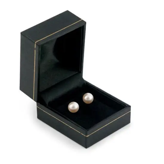 JewelrySupply Cartier Style Stud Earring Box Black Leatherette {1}