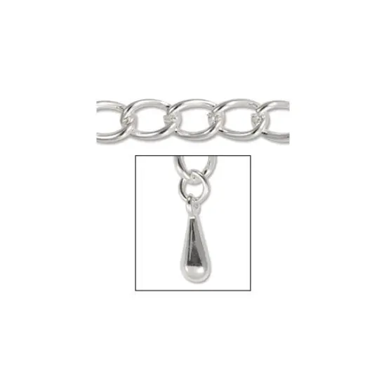 JewelrySupply Chain Curb 4.5mm with Drop Silver Plated {1}