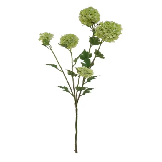 Set of 12: 38-Inch Green Silk Snowball Branch Spray with Lifelike Blooms & Foliage | Floral Stems | Party & Event | Home & Office Decor {1}