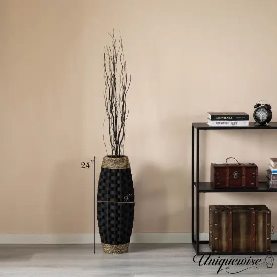 Rustic Tall Floor Vase - 24-inch Handcrafted Black Woven Vase, Decorative Accent for Home Decor, Living Room, and Entryway, Ideal for Displaying Flowers, Pampas Grass, and Dried Florals and Branches {2}