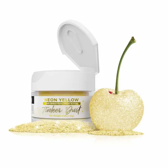 Bakell - Neon Yellow Tinker Dust Edible Glitter (5g, 1x Jar) for Food, Desserts, and Beverages! {1}