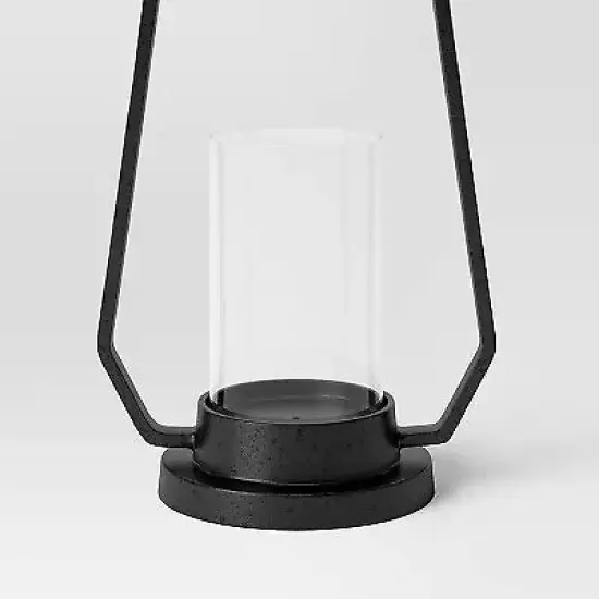 22" Aluminum Outdoor Lantern Candle Holder Black - Smith & Hawken {3}