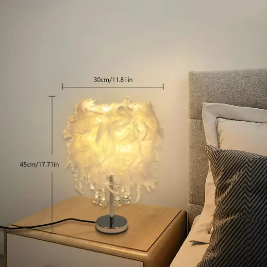 Bedside Lamp Modern Feather Desk Night Light Table Lamp For Bedroom Decor 110V {4}
