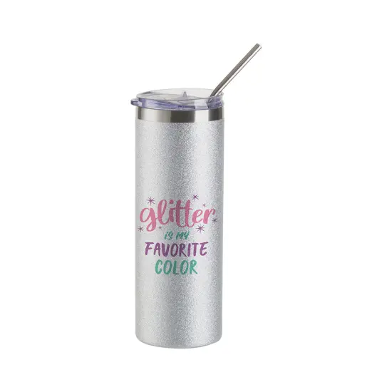 Craft Express 4 Pack 20 oz Silver Glitter Stainless Steel Tumbler {4}
