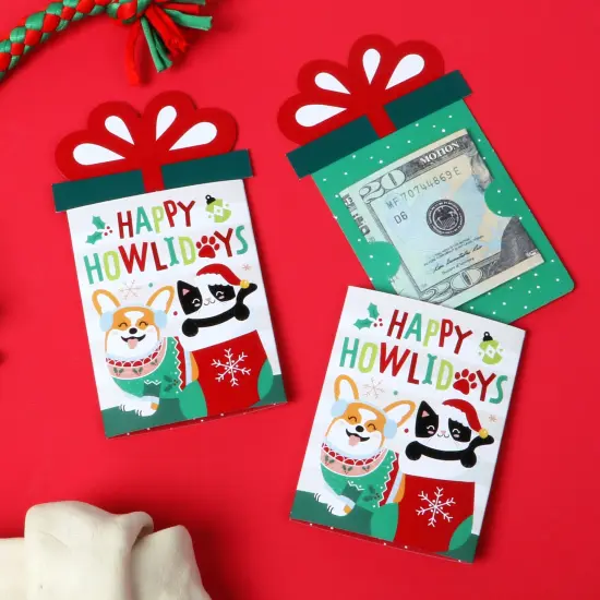Big Dot of Happiness Christmas Pets - Cats and Dogs Holiday Party Money and Gift Card Sleeves - Nifty Gifty Card Holders - Set of 8 {2}