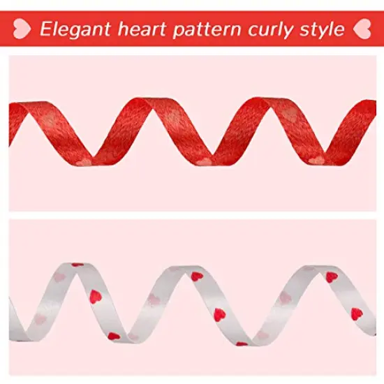 400 Yard Valentines Curling Ribbon Printed Heart Ribbon for Gift Wrapping Balloon String Valentines Day Decorations Birthday Party Supplies, Crafts DIY, Flower, Home Decorations 5mm {1}