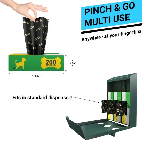 Emma and Oliver Kirk 3 Roll Set of 8 x 13 Unscented Premium Pet Waste Station Bags, 600 Extra Thick and Strong Leak Proof Dog Waste Bags Black {6}