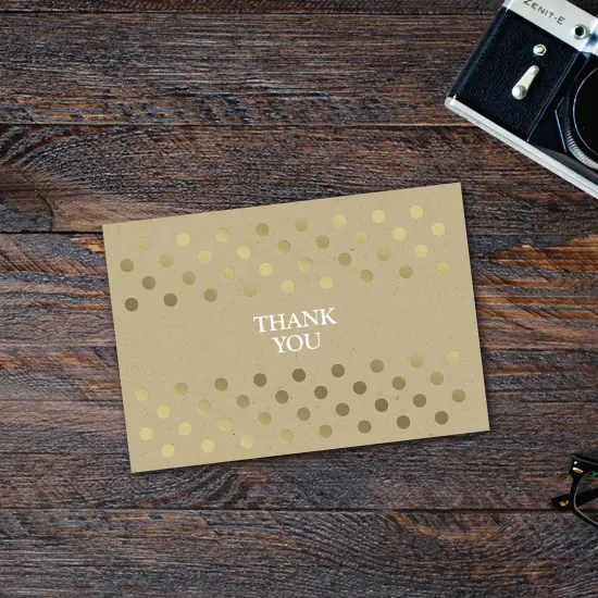 Great Papers! Thank You Note Card and White Envelope, Kraft with Gold Foil, 4.75" x 3.375"(folded), 50 count {3}