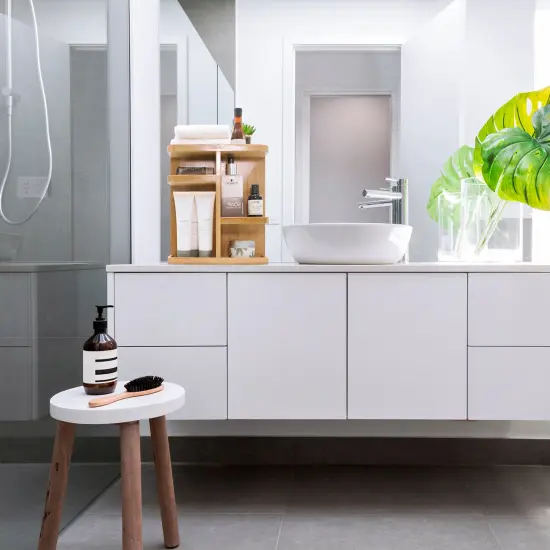 Sorbus 360&deg; Bamboo Rotating Makeup Organizer - Multi-Function Storage Carousel stores Cosmetics, Skin Care, and more - Stylish and functional {6}