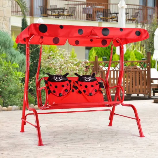 2 Person Kids Patio Swing Porch Bench with Canopy {3}