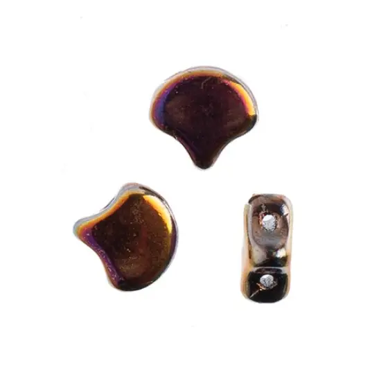 John Bead Czech Glass Metallic Ginko Beads, 50g Jet Sliperit {2}