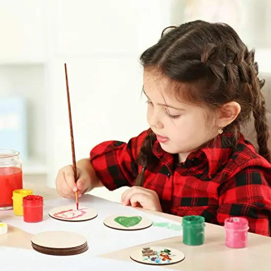 100 Pieces 3 Inch Unfinished Wooden Circles Blank Natural Round Wood Slices Wooden Cutout Tiles for DIY Crafts Home Decoration Painting Staining {3}