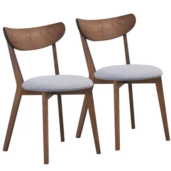 Set of 2 Dining Chairs Upholstered Curved Back Side {3}