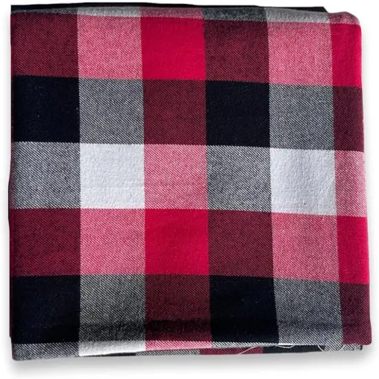 FabricLA 100% Cotton Flannel Fabric - 58/60" Inches (150 CM) - Cotton Tartan Flannel Fabric - Use as Blanket, PJ, Shirt, Cloth Flannel Craft Fabric - Red & Black 19, 5 Continuous Yard {6}