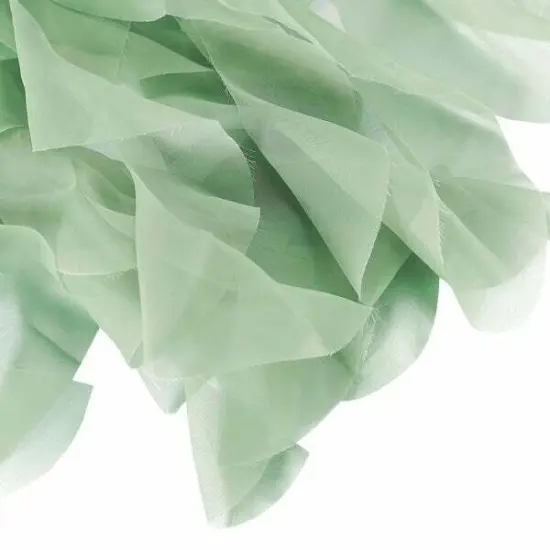 Sage Green Premium Curly Chiffon Chair Covers and Sashes for Wedding {2}
