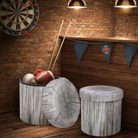 Sorbus Storage Ottoman Foldable Collapsible with Lid Cover Gray {5}