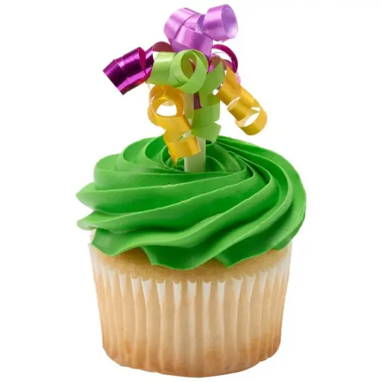 Small 4-Color Neon Ribbon DecoPics&reg; Cupcake Decoration, 12ct {2}