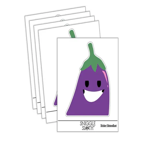 Flirty Pocket Eggplant Aubergine Funny Waterproof Vinyl Phone Tablet Laptop Water Bottle Sticker Set - 5 Pack {2}