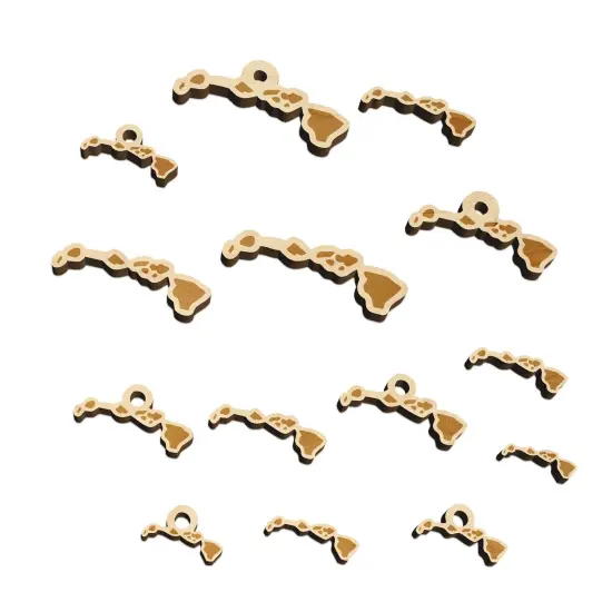Hawaii State Silhouette Mini Wood Shape Charms Jewelry DIY Craft {7}