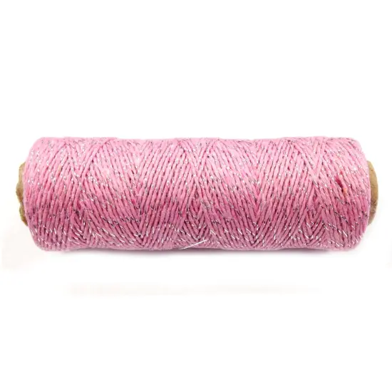 Wrapables Cotton Baker's Twine 4ply 110 Yard, Pink and Metallic Silver {1}