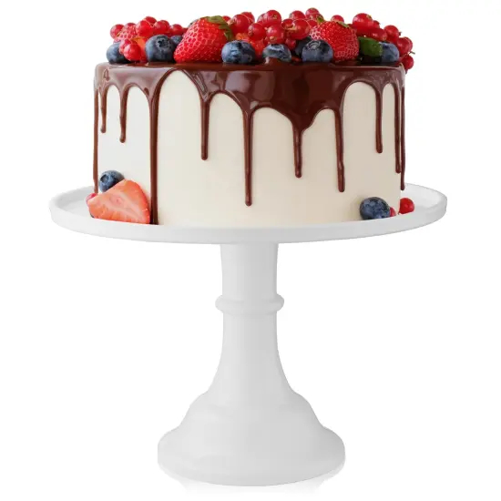 Round Pedestal Cake Stand for Weddings and Birthday Parties White {1}
