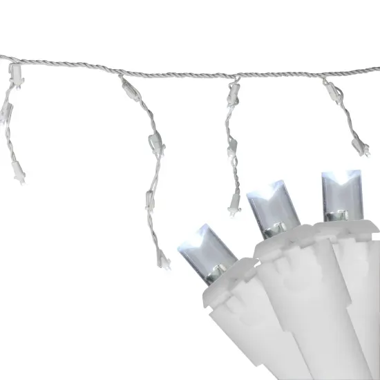 Northlight LED Wide Angle Icicle Christmas Lights - Pure White - 5.5' White Wire - 100ct {3}
