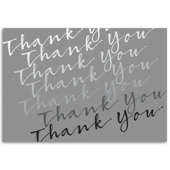 Great Papers! Thank You Note Card and White Envelope, Silver Foil Cursive, 4.75" x 3.375"(folded), 50 count {2}