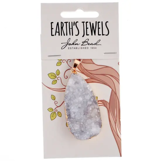 Earth's Jewel 50mm White Semi-Precious Agate Teardrop Pendant {1}