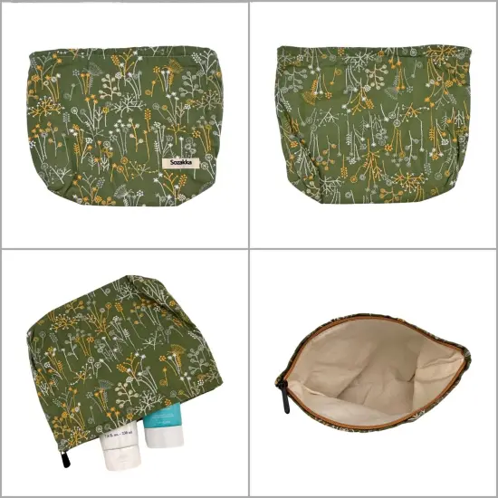 Wrapables Cosmetic Pouch, Makeup and Toiletry Travel Bag, Embroidered Grass {3}