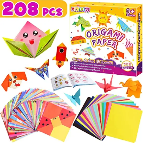 208 Sheets Vivid Colorful Folding Papers 54 Patterns Art Projects Kit for 5 6 7 8 9 10 11 12 Years Old Girl Boy Teen Birthday Gift Preschool Educational Toy {2}